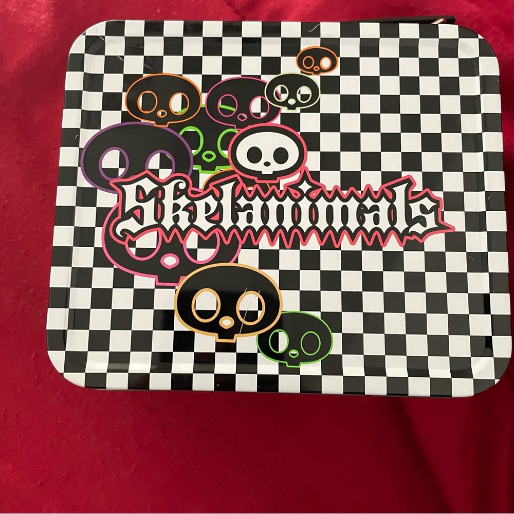 Mini Skelanimals Checkered Tin Box